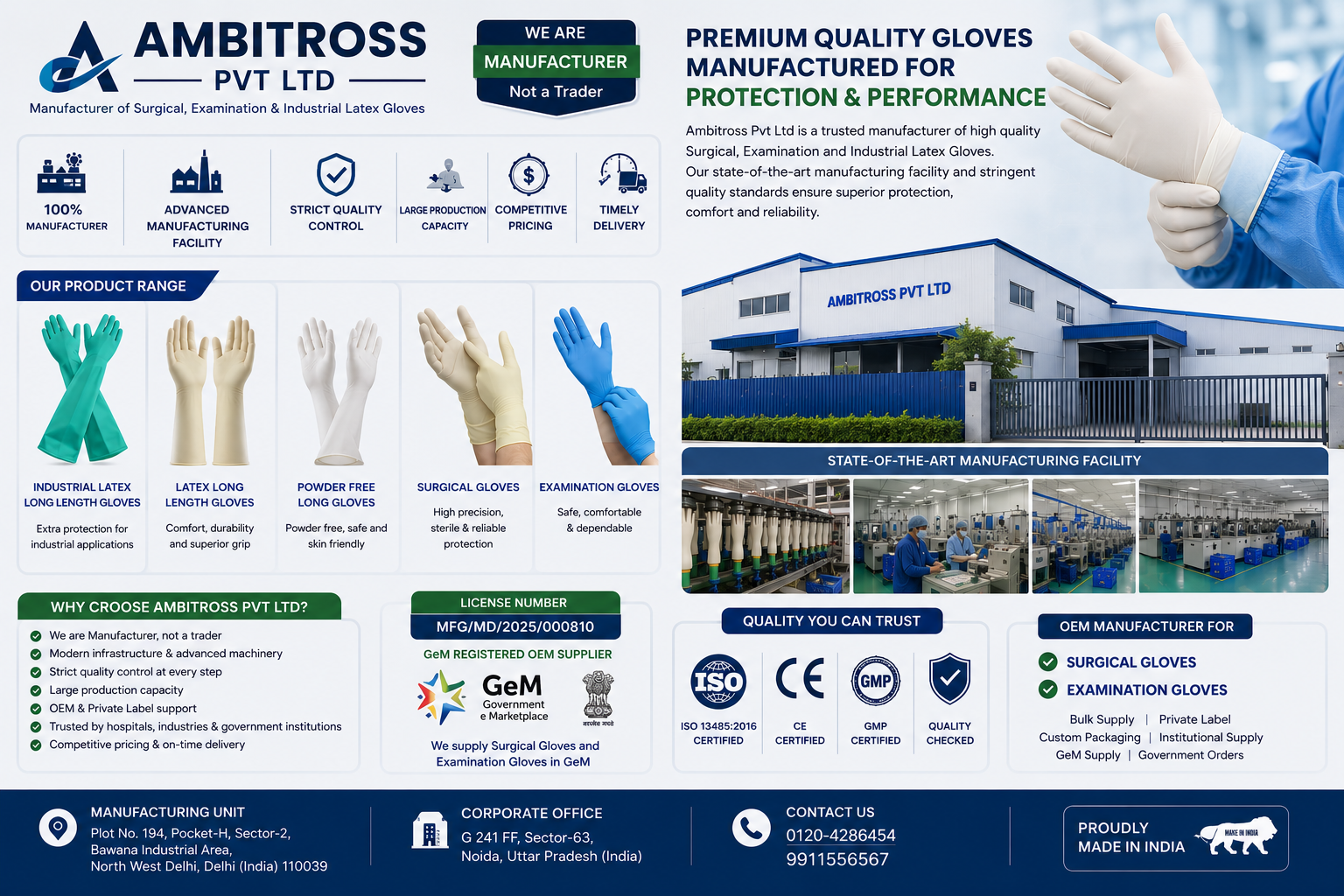 Gem portal OEM Manufacturer of Surgical, Examination & Industrial Gloves in noida Delhi ncr india