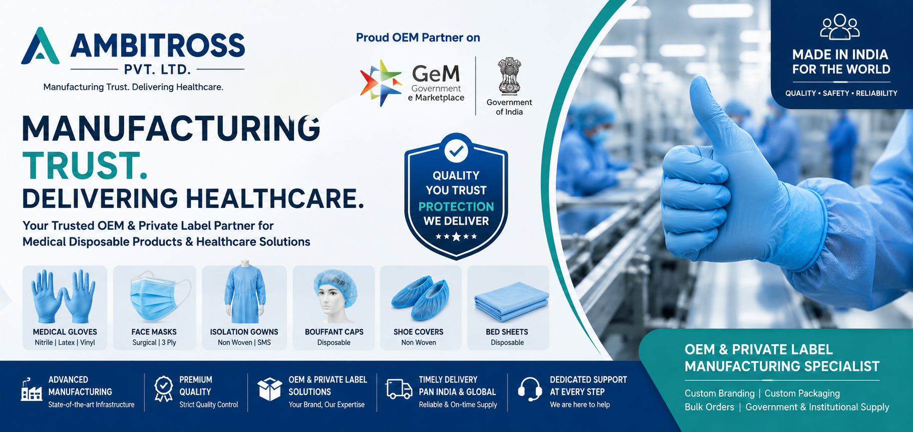 Trusted OEM & Private Label Manufacturer of Medical Disposable Products PPE & Healthcare Consumables